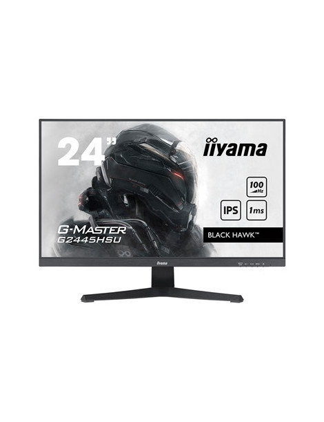 iiyama G-MASTER GB2445HSU-B1 24 inch IPS Monitor  Full HD  1ms  HDMI  DisplayPort  USB Hubx2  Freesync  100Hz  Speakers  Black  Internal PSU  VESA  Height Adjustable  Swivel