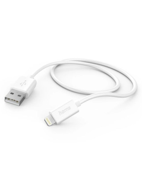 Hama Charging/Data USB-A to Lightning Cable  480Mbps  1 Metre  White