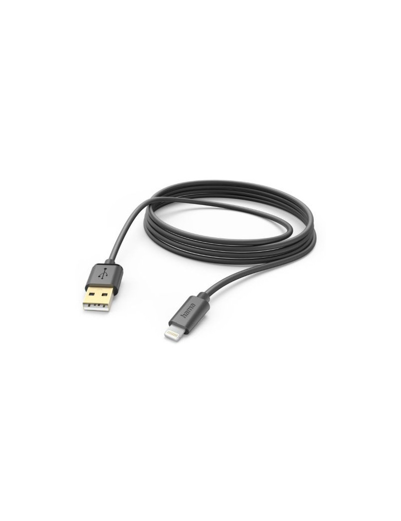 Hama Charging/Data USB-A to Lightning Cable  480Mbps  3 Metre  Black