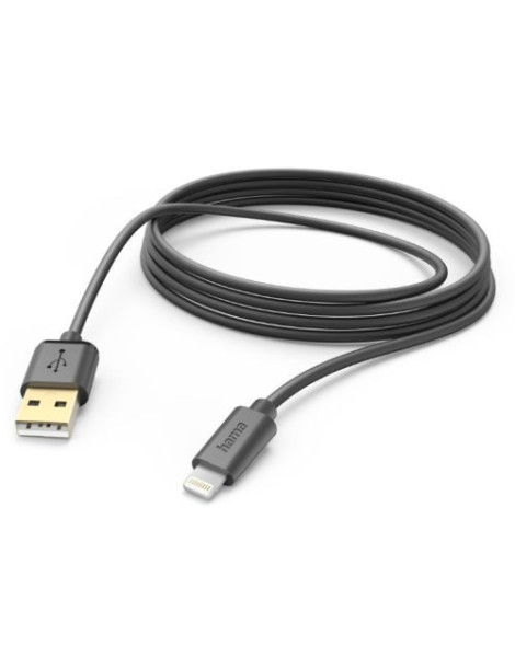 Hama Charging/Data USB-A to Lightning Cable  480Mbps  3 Metre  Black