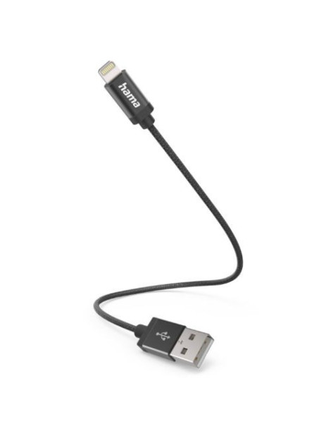 Hama Charging/Data USB-A to Lightning Cable  480Mbps  Nylon  0.2 Metre  Black