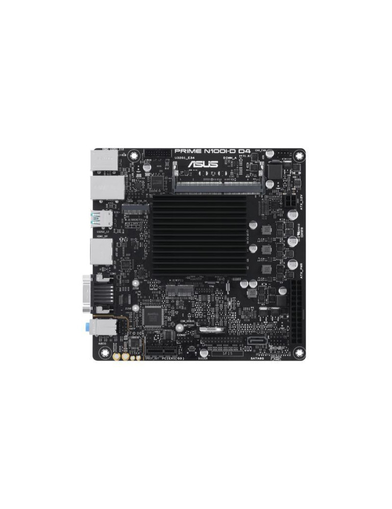 Asus PRIME N100I-D D4-CSM  Integrated Intel Quad-Core N100  Mini ITX  1 DDR4 SODIMM  VGA  HDMI  DP  LPT  COM Port  1x M.2  Fanless