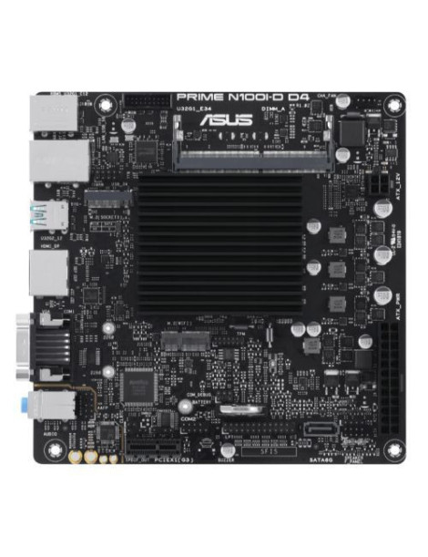 Asus PRIME N100I-D D4-CSM  Integrated Intel Quad-Core N100  Mini ITX  1 DDR4 SODIMM  VGA  HDMI  DP  LPT  COM Port  1x M.2  Fanless