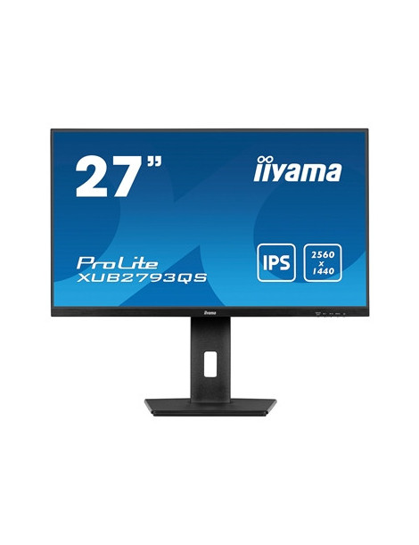 iiyama Prolite XU2793QS-B6 27 inch IPS Monitor  WQHD  1ms  HDMI  DisplayPort  100Hz  Speakers  Black  Internal PSU  VESA