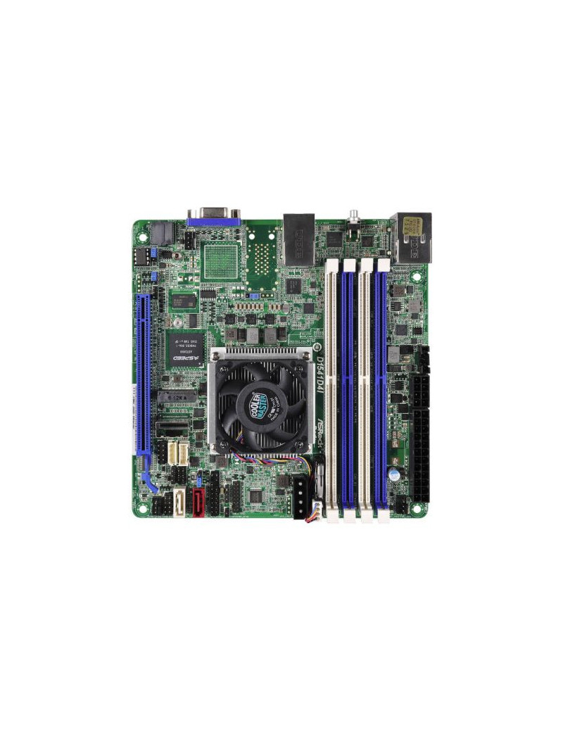 Asrock Rack D1541D4I Server Board  Integrated Xeon D1541 CPU  Mini ITX  VGA  Dual GB LAN  Serial Port  IPMI LAN  M.2