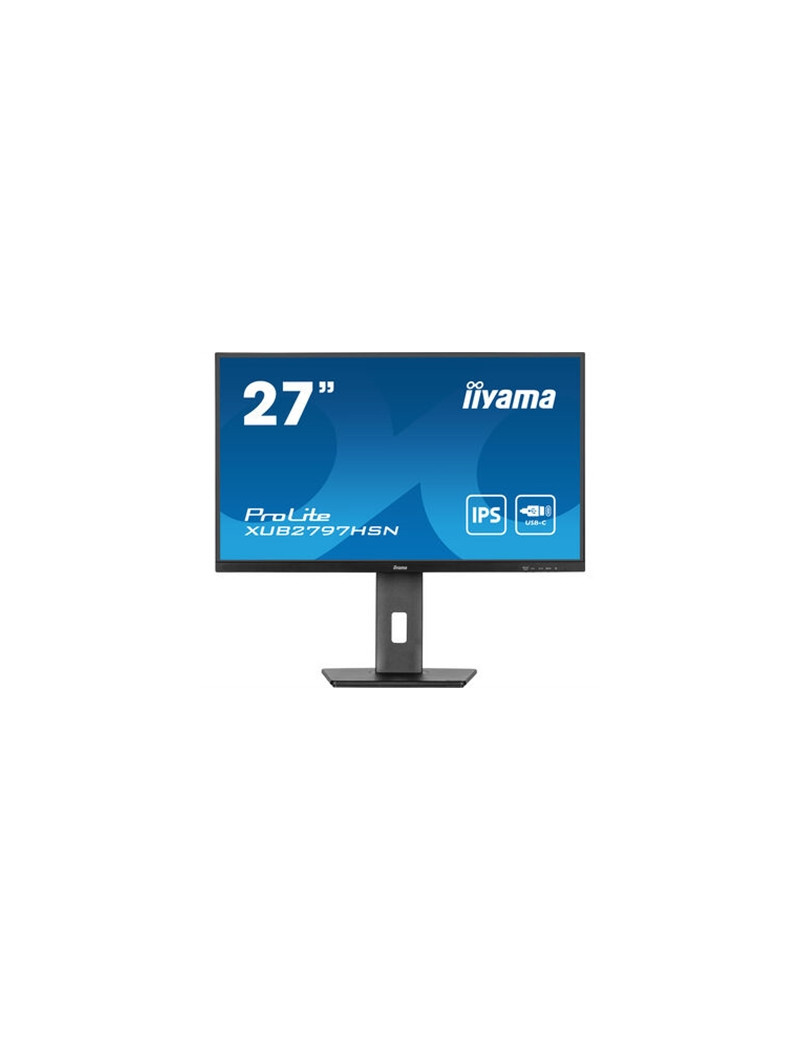 iiyama ProLite XUB2797HSN-B1 27 Inch Full HD IPS Monitor  Matte Black  USB-C Dock  RJ45  100 Hz  1x HDMI  1x DisplayPort  4x USB Hub  Speakers  Height Adjust  Pivot  VESA