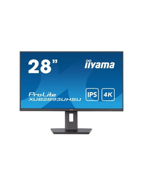 iiyama Prolite XUB2893UHSU-B5 28 inch IPS Monitor  4K  3ms  HDMI  DisplayPort  USB Hub  60Hz  Speakers  Black  Internal PSU  VESA  Height Adjust  Pivot