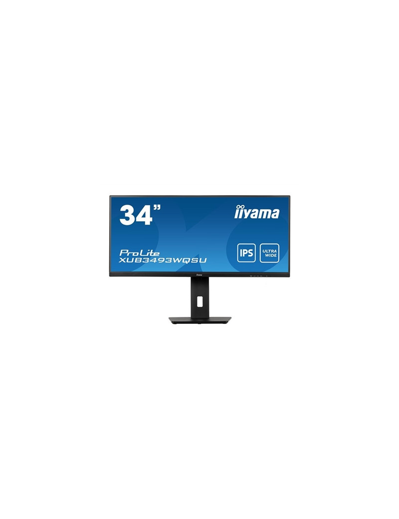 iiyama Prolite XUB3493WQSU-B5 34 inch IPS Monitor  Ultra Wide UWQHD  PIP  Freesync  4ms  HDMI  DisplayPort  USB-Hub  75Hz  Speakers  Black  Internal PSU  VESA  Height Adjust  Pivot