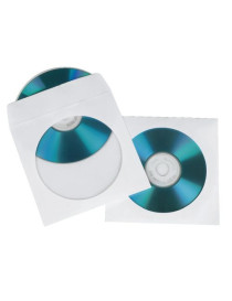 Hama CD/DVD/Blu-Ray Protective Sleeves x50  White Paper  Transparent Window