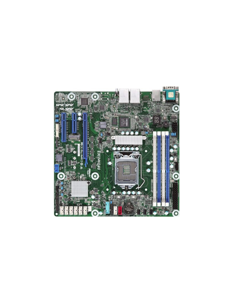 Asrock Rack E3C246D4U Server Board  Intel C246  1151  Micro ATX  VGA  Dual GB LAN  IPMI LAN  M.2  Serial Port