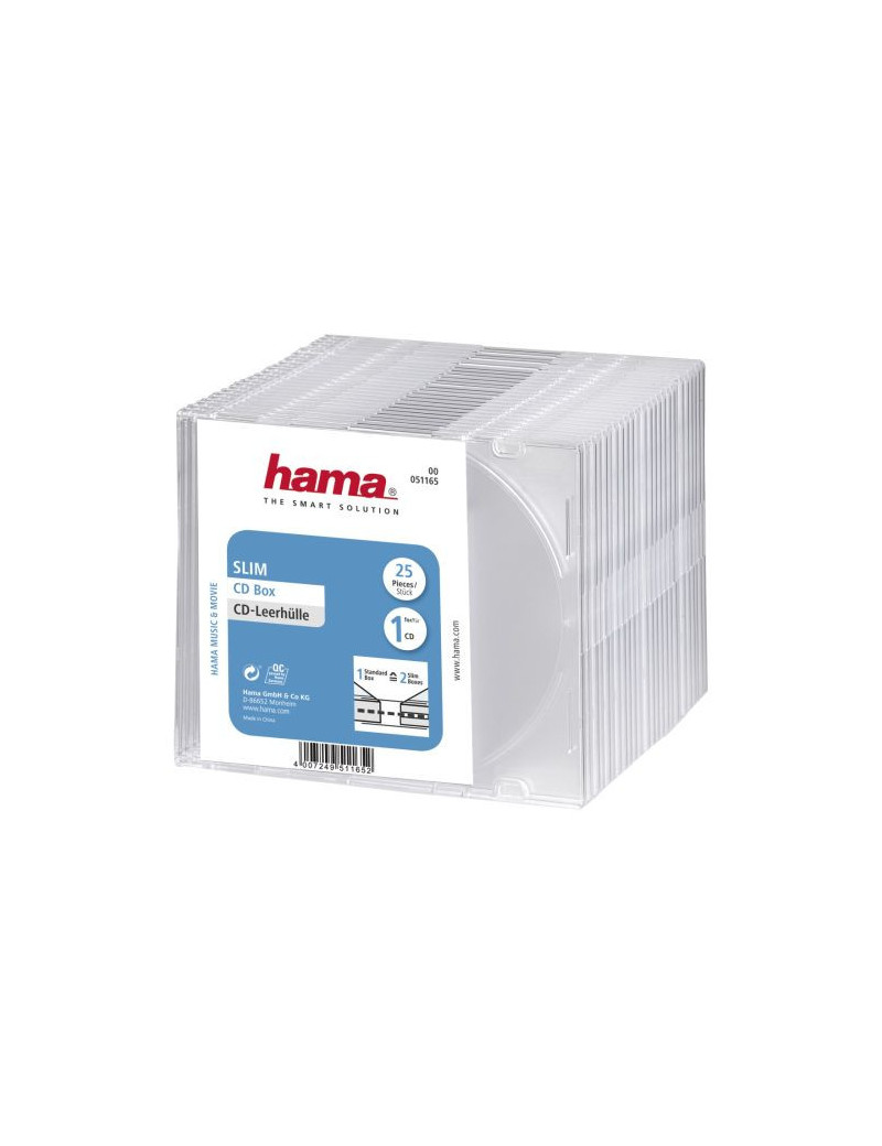 Hama CD/DVD/Blu-Ray Slim Jewel Cases x25  Transparent