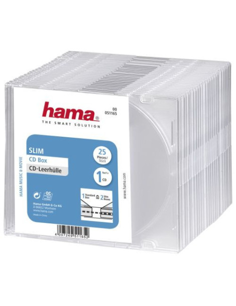 Hama CD/DVD/Blu-Ray Slim Jewel Cases x25  Transparent