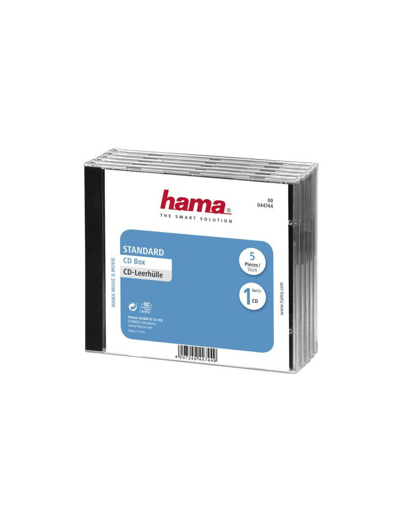 Hama Standard  CD/DVD/Blu-Ray Slim Jewel Cases x5  Transparent/Black