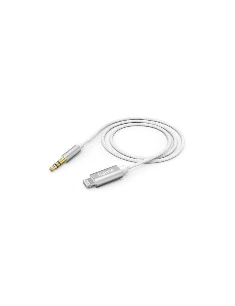 Hama Lightning Male to 3.5mm Jack Male Cable  Nylon  1 Metre  White