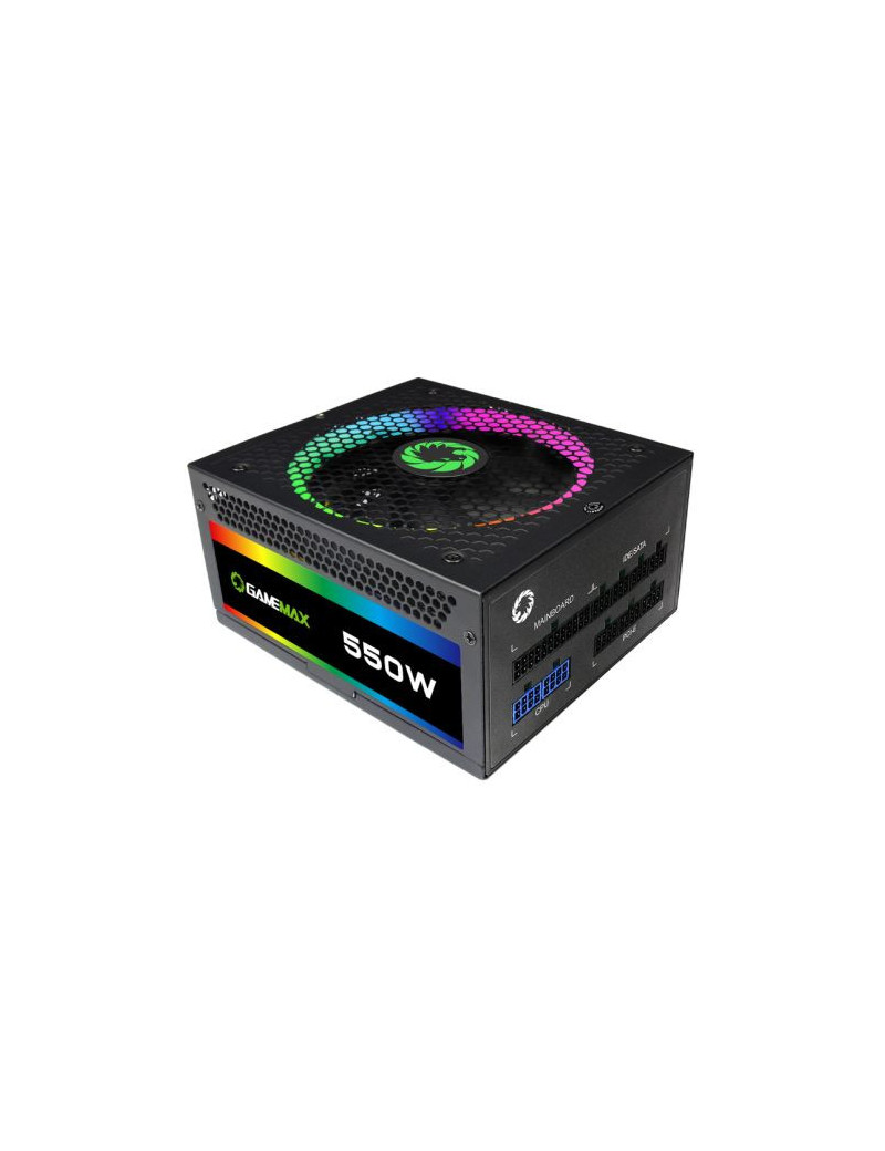 GameMax 550W RGB PSU  Fully Modular  14cm ARGB Fan  80+ Gold  RGB Controller (Various Modes)  Power Lead Not Included