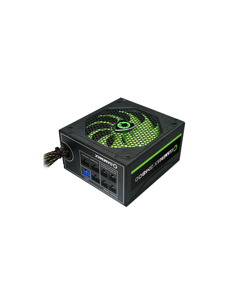 GameMax 800W GM800 PSU  Semi-Modular  14cm Fan  80+ Bronze  Black Mesh Cables  Power Lead Not Included