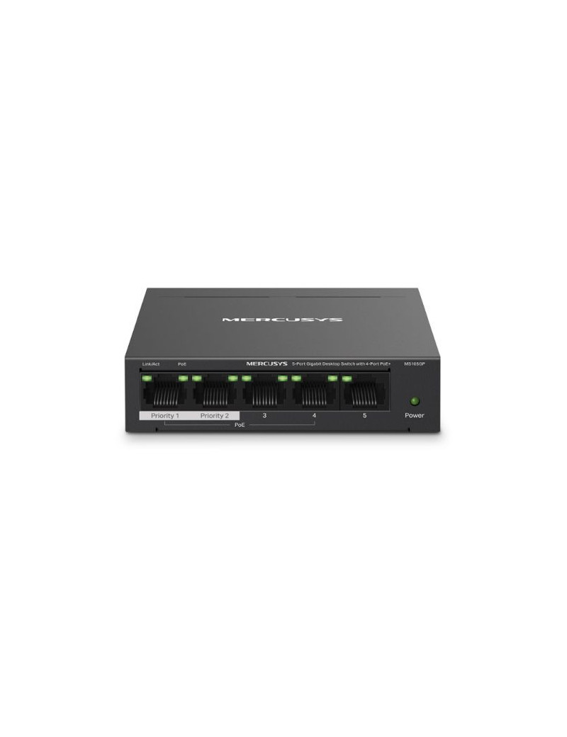 Mercusys (MS105GP) 5-Port Gigabit Desktop Switch with 4-Port PoE+  Steel Case