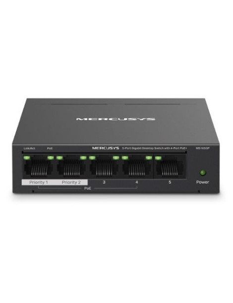 Mercusys (MS105GP) 5-Port Gigabit Desktop Switch with 4-Port PoE+  Steel Case