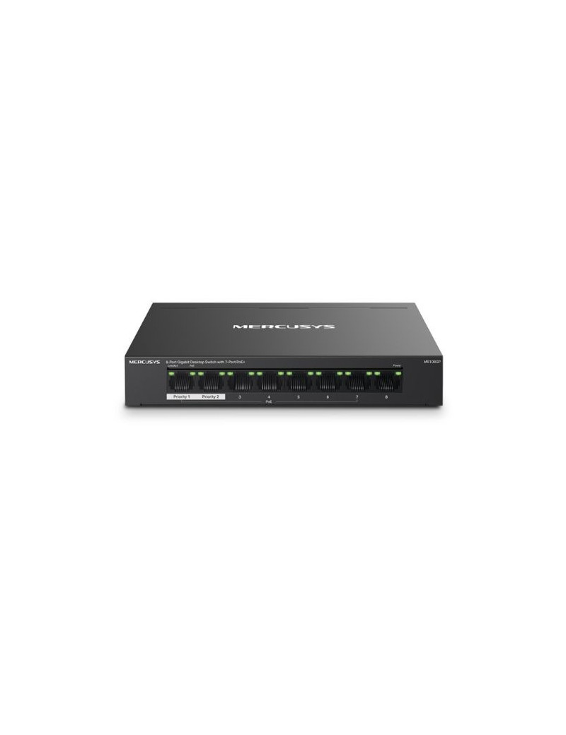 Mercusys (MS108GP) 8-Port Gigabit Desktop Switch with 7-Port PoE+  Steel Case