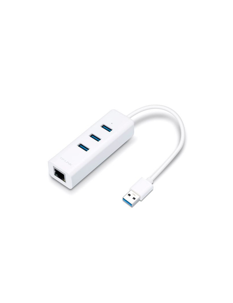 TP-LINK (UE330) 3-Port USB-A Hub & Gigabit Ethernet Adapter  3x USB-A 3.0  1x GB LAN  White