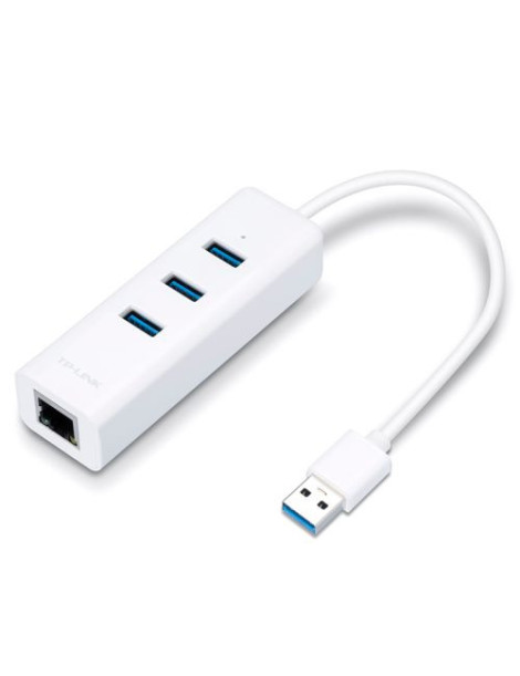 TP-LINK (UE330) 3-Port USB-A Hub & Gigabit Ethernet Adapter  3x USB-A 3.0  1x GB LAN  White