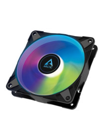 Arctic 12cm P12 Pressure Optimised PWM PST ARGB Case Fan  Fluid Dynamic  12 LEDs  0-2000 RPM  0dB Mode  Black