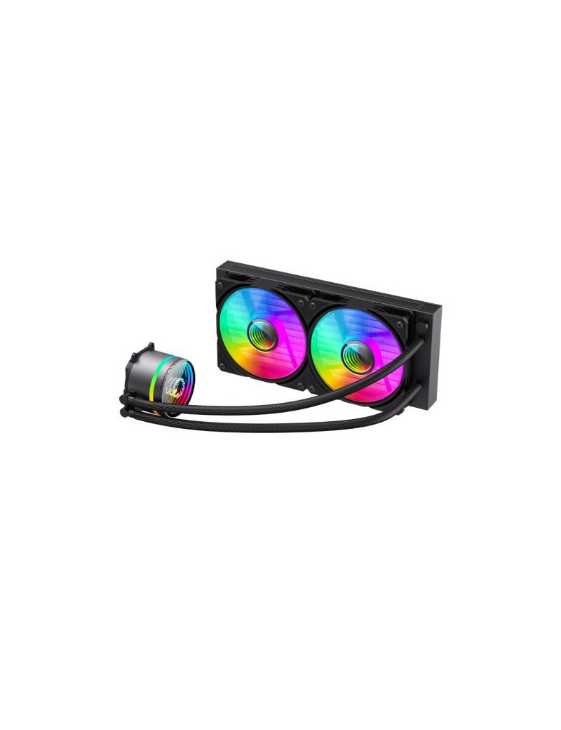 GameMax Iceburg 240mm ARGB Liquid CPU Cooler  12cm ARGB PWM Fans  Infinity Mirror RGB Rotatable Pump Head