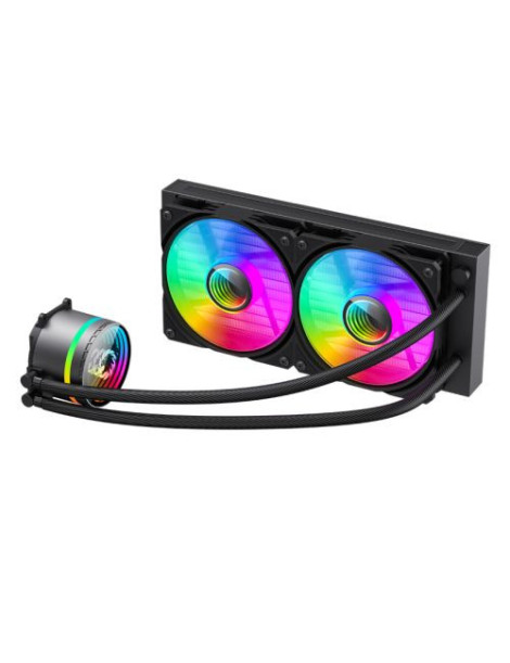 GameMax Iceburg 240mm ARGB Liquid CPU Cooler  12cm ARGB PWM Fans  Infinity Mirror RGB Rotatable Pump Head