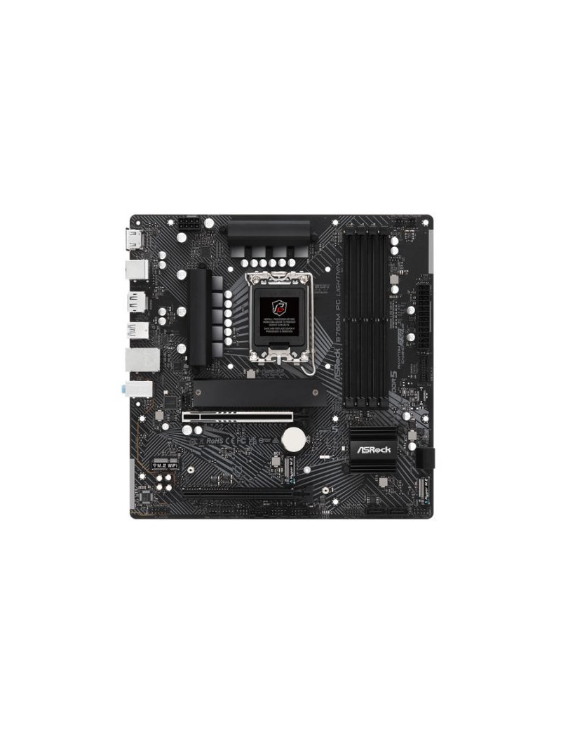 Asrock B760M PG LIGHTNING  Intel B760  1700  Micro ATX  4 DDR5  HDMI  DP  2.5G LAN  PCIe5  3x M.2