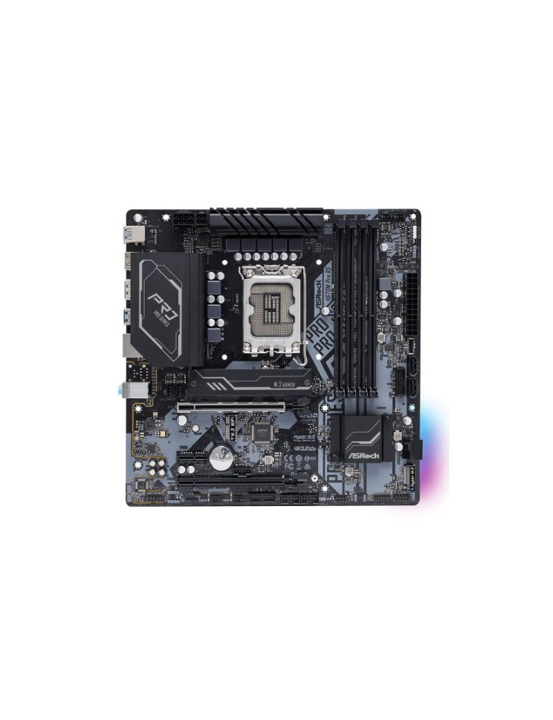 Asrock H670M PRO RS  Intel H670  1700  Micro ATX  4 DDR4  HDMI  DP  GB LAN  PCIe4  2x M.2  RGB