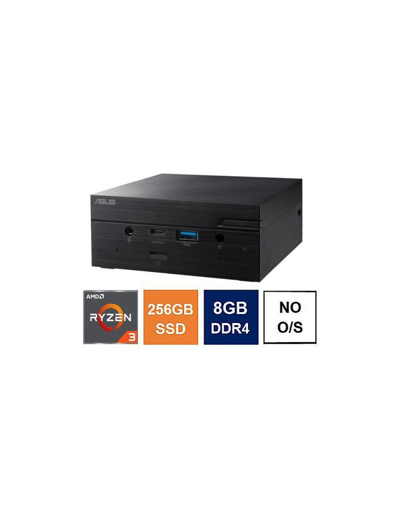 Spire Mini PC  Asus PN51 Case  Ryzen 3 5300U  8GB 3200MHz  256GB SSD  2.5G LAN  AC Wi-Fi  HDMI  DP  USB-C  VESA Mountable  No Operating System