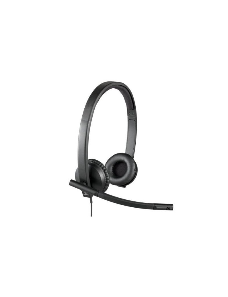 Logitech H570E Stereo Headset with Boom Mic  USB  In-Line Controls  Noise & Echo Cancellation  Leatherette Ear Pads