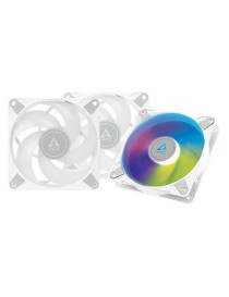 Arctic 12cm P12 Pressure Optimised PWM PST ARGB Case Fans (3 Pack)  Fluid Dynamic  12 LEDs  0-2000 RPM  0dB Mode  White