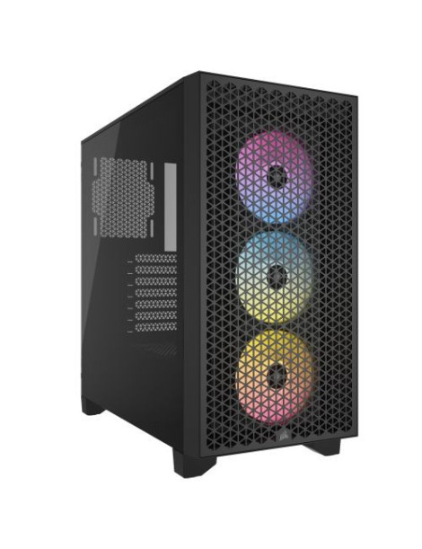 Corsair 3000D RGB Airflow Gaming Case w/ Glass Window  ATX  3x AR120 RGB Fans  GPU Cooling  4-Slot GPU Support  High-Airflow Front  Black