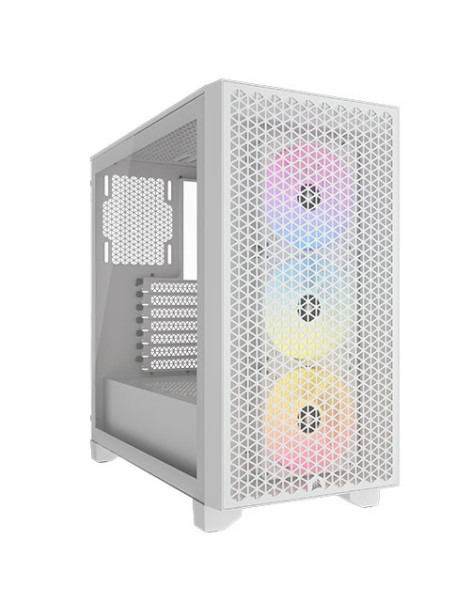 Corsair 3000D RGB Airflow Gaming Case w/ Glass Window  ATX  3x AR120 RGB Fans  GPU Cooling  4-Slot GPU Support  High-Airflow Front  White