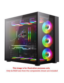 GameMax Infinity Gaming Case w/ Glass Side & Front  ATX  Dual Chamber  6x Dual-Ring ARGB Fans inc.  RF Remote Control  USB-C  Full Black