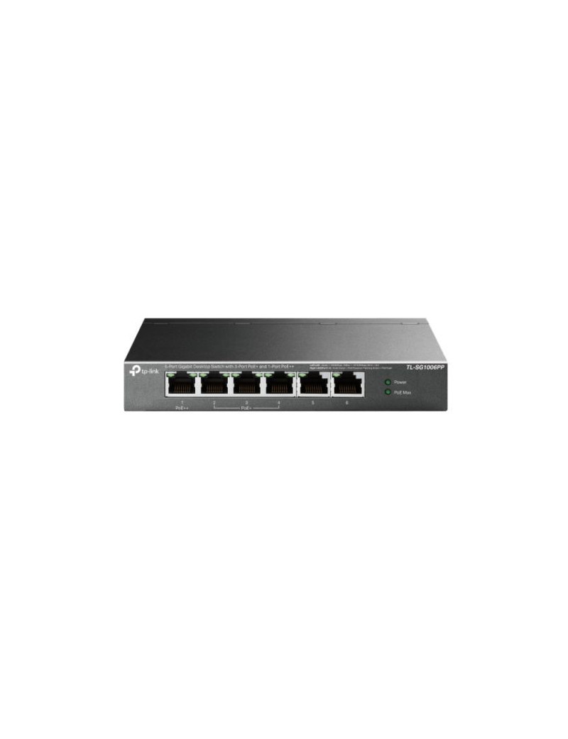 TP-LINK (TL-SG1006PP) 6-Port Gigabit Desktop Switch with 3-Port PoE+ & 1-Port PoE++  Steel Case