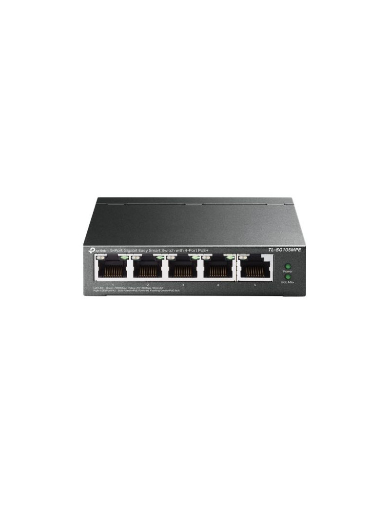 TP-LINK (TL-SG105MPE) 5-Port Gigabit Easy Smart Switch with 4-Port PoE+  Steel Case