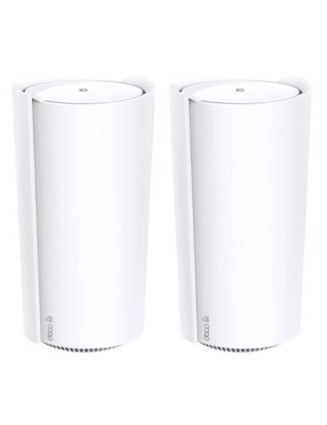 TP-LINK (DECO XE200) AXE11000 Tri-Band Whole Home Mesh Wi-Fi 6E System  2 Pack  16-Stream WiFi  10G LAN  AI-Driven Mesh  Voice Control