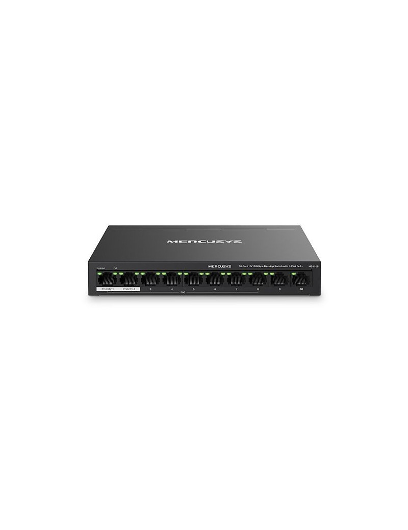 Mercusys (MS110P) 10-Port 10/100Mbps Desktop Switch with 8-Port PoE+  Metal Case