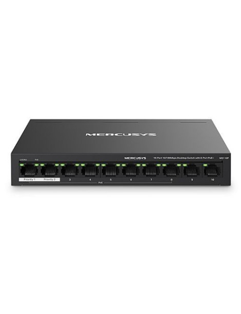 Mercusys (MS110P) 10-Port 10/100Mbps Desktop Switch with 8-Port PoE+  Metal Case