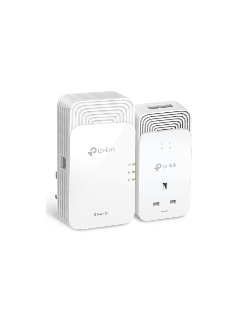 TP-LINK (PGW2440 KIT) G.hn2400 Powerline AX1800 Wi-Fi 6 Adapter Kit  AC Pass Through  GB LAN  EasyMesh-Compatible