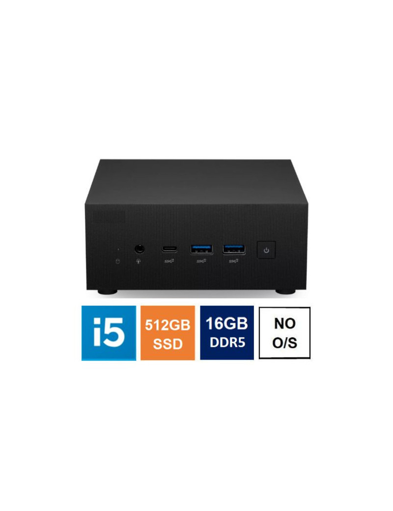 Spire Mini PC  Asus PN64 Case  i5-12500H  16GB DDR5  512GB SSD  HDMI  DP  USB-C  2.5G LAN  Wi-Fi 6E  VESA Mountable  No Operating System