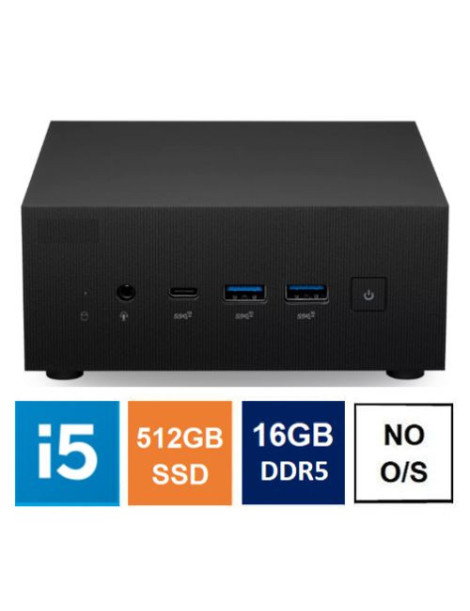 Spire Mini PC  Asus PN64 Case  i5-12500H  16GB DDR5  512GB SSD  HDMI  DP  USB-C  2.5G LAN  Wi-Fi 6E  VESA Mountable  No Operating System