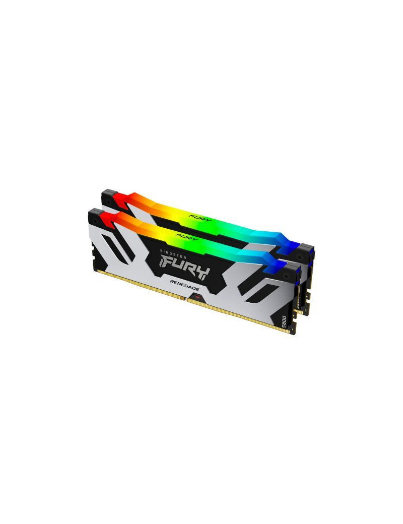 Kingston Fury Renegade RGB 32GB Kit (2 x 16GB)  DDR5  7600MHz  CL38  1.45V  ECC  XMP 3.0  PMIC  DIMM Memory  Black/Silver