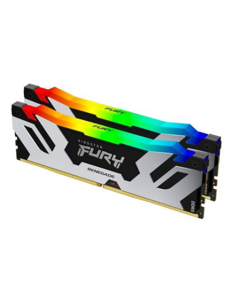 Kingston Fury Renegade RGB 32GB Kit (2 x 16GB)  DDR5  7600MHz  CL38  1.45V  ECC  XMP 3.0  PMIC  DIMM Memory  Black/Silver