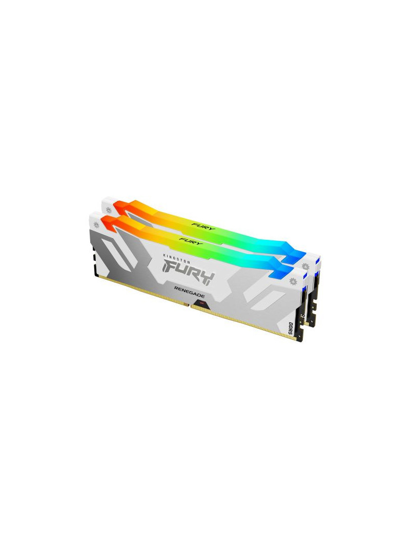 Kingston Fury Renegade RGB 32GB Kit (2 x 16GB)  DDR5  7600MHz  CL38  1.45V  ECC  XMP 3.0  PMIC  DIMM Memory  White/Silver