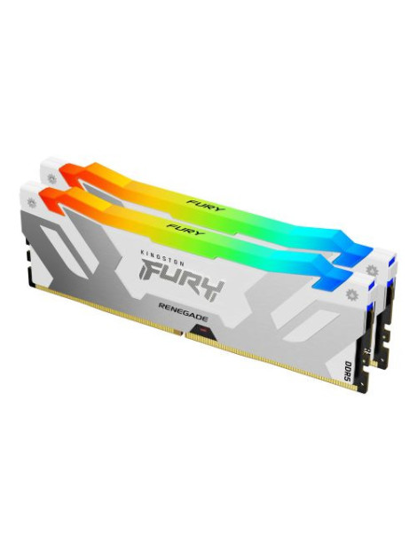 Kingston Fury Renegade RGB 32GB Kit (2 x 16GB)  DDR5  7600MHz  CL38  1.45V  ECC  XMP 3.0  PMIC  DIMM Memory  White/Silver