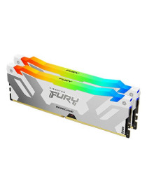 Kingston Fury Renegade RGB 64GB Kit (2 x 32GB)  DDR5  6400MHz  CL32  1.4V  ECC  XMP 3.0  PMIC  DIMM Memory  White/Silver