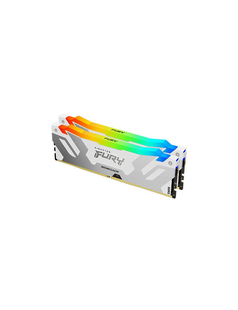 Kingston Fury Renegade RGB 64GB Kit (2 x 32GB)  DDR5  6400MHz  CL32  1.4V  ECC  XMP 3.0  PMIC  DIMM Memory  White/Silver